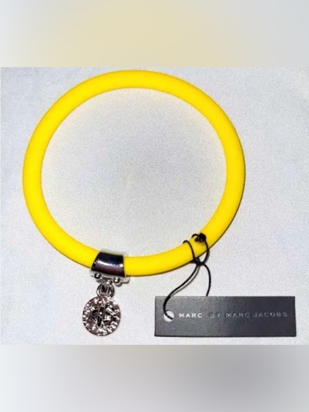 Marc by Marc Jacobs Yellow Silicone Bangle with Silver Charm